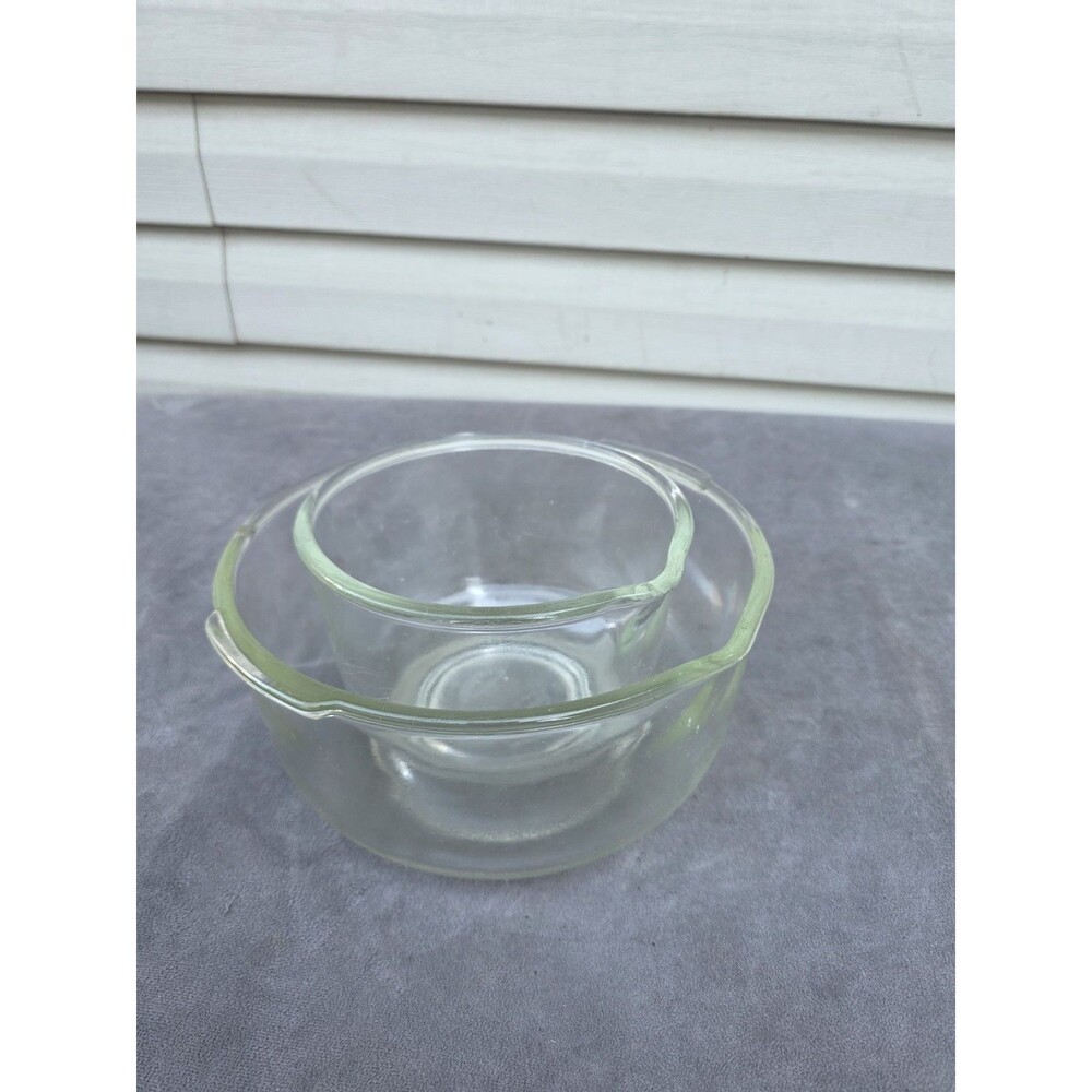 Vintage Sunbeam Glass Mixing Bowls Set Mixmaster Mixer Thick Glass 6.5" & 9"